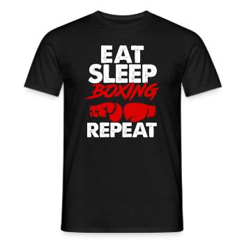 boxer, manger, dormir, répéter - T-shirt homme - noir - Devant - AI Model Male 178 light (178cm)