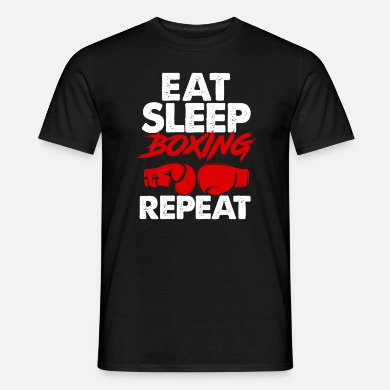 boxer, manger, dormir, répéter - T-shirt homme - noir
