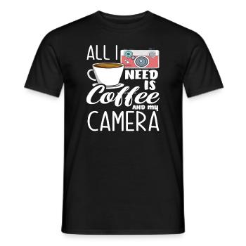 Photograph Fotograf Kaffee Kamera - Männer T-Shirt - Schwarz - Vorne - AI Model Male 178 light (178cm)