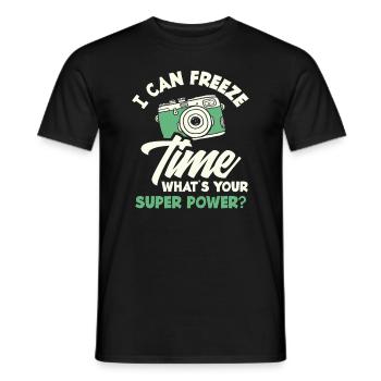 Photographe Superpouvoir de congélation du temps - T-shirt homme - noir - Devant - AI Model Male 178 light (178cm)
