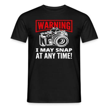 Photographer Photographer Warning - Men's T-Shirt - black - Front - AI Model Male 178 light (178cm)