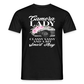 Photographer Woman - Men's T-Shirt - black - Front - AI Model Male 178 light (178cm)