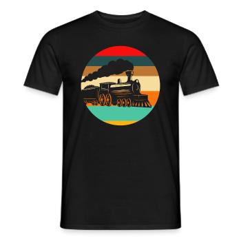 Retro Train Trains Train Spotter - Men's T-Shirt - black - Front - AI Model Male 178 light (178cm)