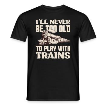 Old Man Grandpa Train Trains Hobby - Men's T-Shirt - black - Front - AI Model Male 178 light (178cm)