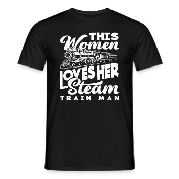 Dampflokomotive Zug Züge Frau Ehefrau - Männer T-Shirt - Schwarz - Vorne - AI Model Male 178 light (178cm)