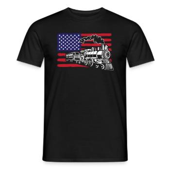 American Flag USA Train Trains Train Driver - Men's T-Shirt - black - Front - AI Model Male 178 light (178cm)
