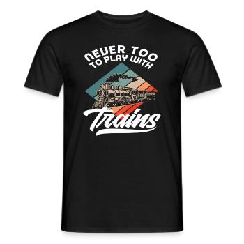 Retro Nicht Zu Alt Zug Züge Hobby Train Spotter - Männer T-Shirt - Schwarz - Vorne - AI Model Male 178 light (178cm)