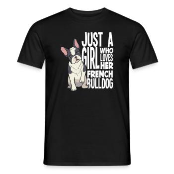Bouledogue français fille - T-shirt homme - noir - Devant - AI Model Male 178 light (178cm)