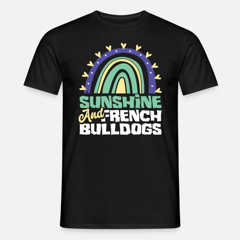 Boho arc-en-ciel soleil bouledogue français - T-shirt homme - noir