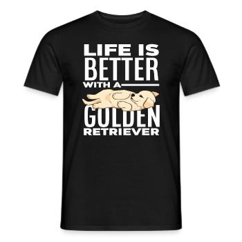 Leben Spruch Golden Retriever - Männer T-Shirt - Schwarz - Vorne - AI Model Male 178 light (178cm)