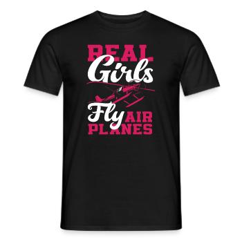 Pilot Mädchen Fliegen Flugzeuge - Männer T-Shirt - Schwarz - Vorne - AI Model Male 178 light (178cm)