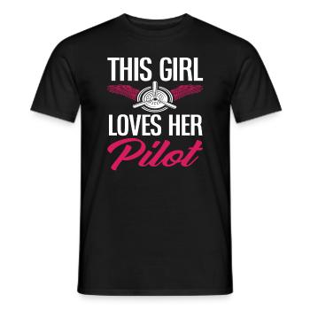Pilot Dieses Mädchen Liebt Ihren Piloten - Männer T-Shirt - Schwarz - Vorne - AI Model Male 178 light (178cm)