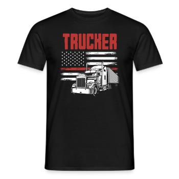 Chauffeur de camion Drapeau des États-Unis Patriot - T-shirt homme - noir - Devant - AI Model Male 178 light (178cm)