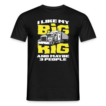 Chauffeur routier 3 personnes - T-shirt homme - noir - Devant - AI Model Male 178 light (178cm)