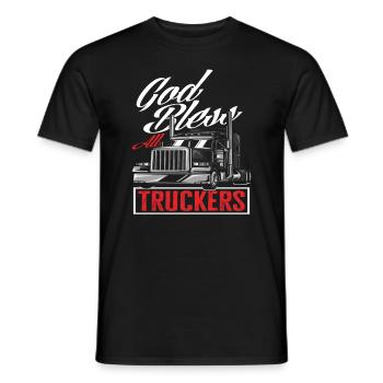 Que Dieu bénisse les camionneurs - T-shirt homme - noir - Devant - AI Model Male 178 light (178cm)