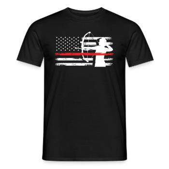 America USA Flag Archery Archery - Men's T-Shirt - black - Front - AI Model Male 178 light (178cm)