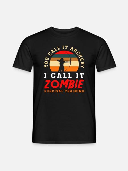 Bow Retro Hobby Zombie Archery - Men's T-Shirt - black