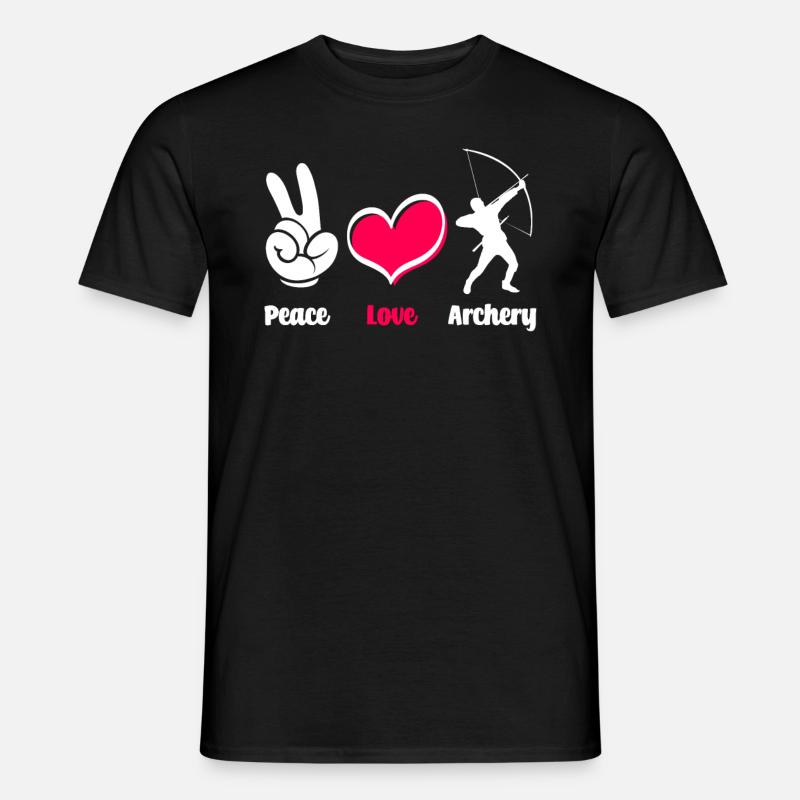 Bogen Friede Liebe Bogenschießen - Männer T-Shirt - Schwarz
