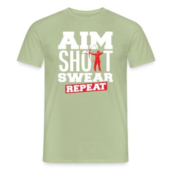Bow, Aim, Swearing, Archery - Men's T-Shirt - sage - Front - AI Model Male 178 light (178cm)