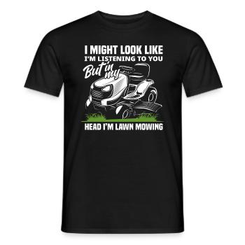 Landscaper Lawn Mower Thinking - Men's T-Shirt - black - Front - AI Model Male 178 light (178cm)