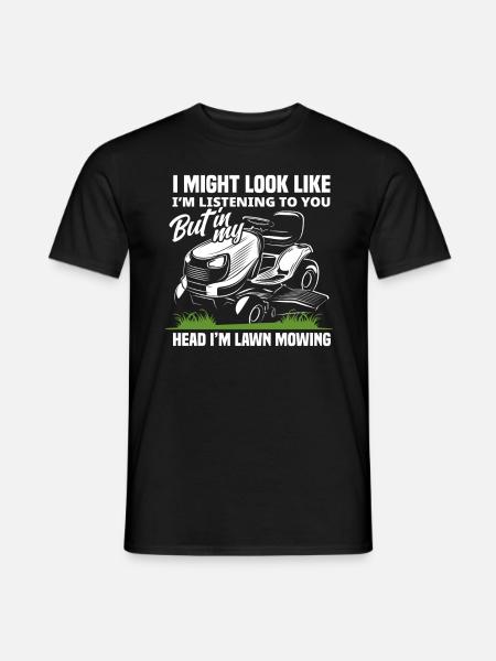 Landscaper Lawn Mower Thinking - Men's T-Shirt - black