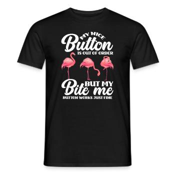 Flamingo Vogel Tier Nett Knopf - Männer T-Shirt - Schwarz - Vorne - AI Model Male 178 light (178cm)