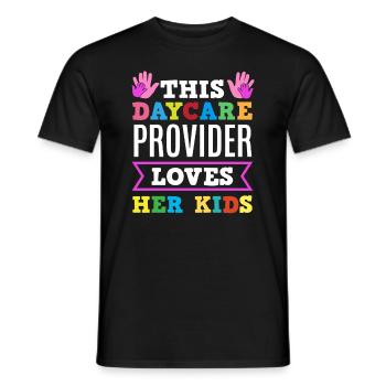 This day caregiver loves your children - Men's T-Shirt - black - Front - AI Model Male 178 light (178cm)