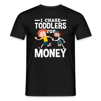 Je cours après les tout-petits pour de l’argent garderie - T-shirt homme - noir - Devant - AI Model Male 178 light (178cm)