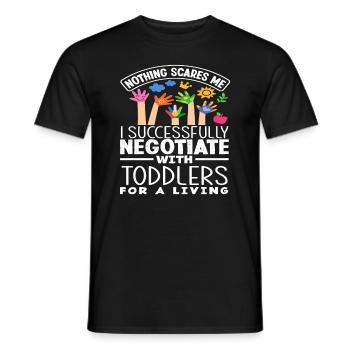 Nothing scares me, I negotiate successfully - Men's T-Shirt - black - Front - AI Model Male 178 light (178cm)