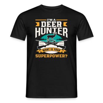 Je suis un chasseur de cerfs, quel est ton superpouvoir - T-shirt homme - noir - Devant - AI Model Male 178 light (178cm)