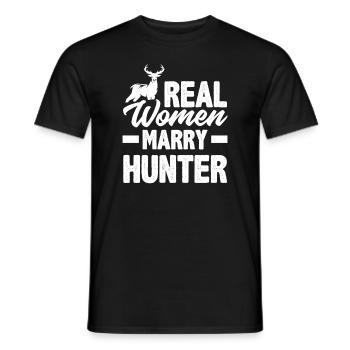De vraies femmes épousent des chasseurs - T-shirt homme - noir - Devant - AI Model Male 178 light (178cm)