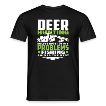 La vraie passion : la chasse et la pêche - Problèmes - T-shirt homme - noir - Devant - AI Model Male 178 light (178cm)