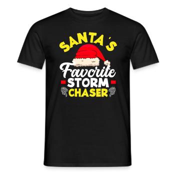 Santa's Favorite Storm Chaser - Men's T-Shirt - black - Front - AI Model Male 178 light (178cm)