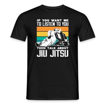 Si tu veux que j'écoute, parle de Jiu - T-shirt homme - noir - Devant - AI Model Male 178 light (178cm)