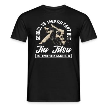 L'école est importante mais le Jiu Jitsu est plus important - T-shirt homme - noir - Devant - AI Model Male 178 light (178cm)