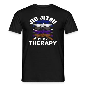 Jiu Jitsu Is My Therapy - Men's T-Shirt - black - Front - AI Model Male 178 light (178cm)
