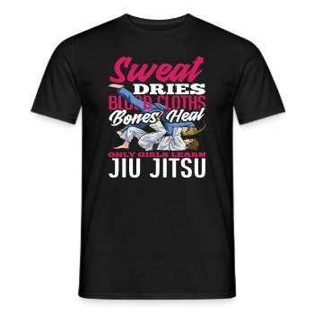 La sueur sèche les tissus sanguins, les os guérissent le Jiu Jitsu - T-shirt homme - noir - Devant - AI Model Male 178 light (178cm)