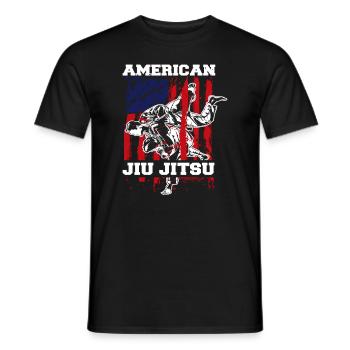 American Jiu Jitsu United States Flag Martial Arts Fighter - Men's T-Shirt - black - Front - AI Model Male 178 light (178cm)