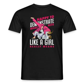 Heureux de démontrer ce qui frappe vraiment une fille - T-shirt homme - noir - Devant - AI Model Male 178 light (178cm)