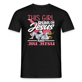 Cette fille vit pour Jésus et le Jiu Jitsu - T-shirt homme - noir - Devant - AI Model Male 178 light (178cm)