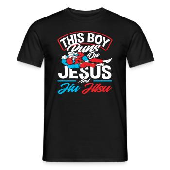 Ce garçon vit pour Jésus et le Jiu Jitsu - T-shirt homme - noir - Devant - AI Model Male 178 light (178cm)