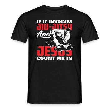 Quand il s'agit de Jiu-Jitsu et de Jésus, je suis là - T-shirt homme - noir - Devant - AI Model Male 178 light (178cm)