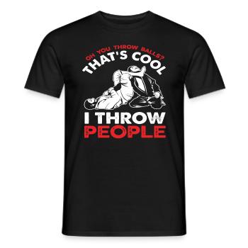 Oh, tu lances des balles, c'est cool, je lance des gens - T-shirt homme - noir - Devant - AI Model Male 178 light (178cm)