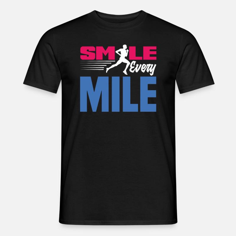 Lächle Bei Jedem Kilometer - Männer T-Shirt - Schwarz