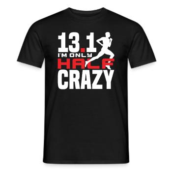 13.1 Je ne suis qu’à moitié fou de course - T-shirt homme - noir - Devant - AI Model Male 178 light (178cm)
