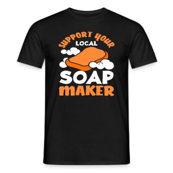 Unterstütze Deinen Lokalen Seifenmacher - Männer T-Shirt - Schwarz - Vorne - AI Model Male 178 light (178cm)