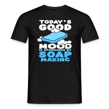 Today good mood through soap production - Men's T-Shirt - black - Front - AI Model Male 178 light (178cm)