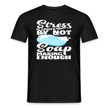 Stress is caused by too little soap production - Men's T-Shirt - black - Front - AI Model Male 178 light (178cm)