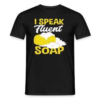 Je parle couramment Savon Fabrication de savon amusante - T-shirt homme - noir - Devant - AI Model Male 178 light (178cm)