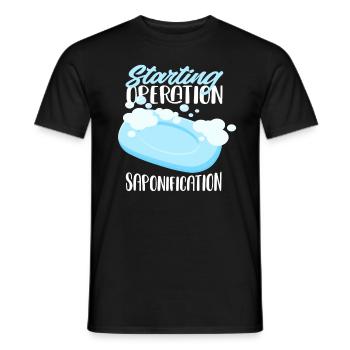 Démarrer l’opération de saponification - T-shirt homme - noir - Devant - AI Model Male 178 light (178cm)